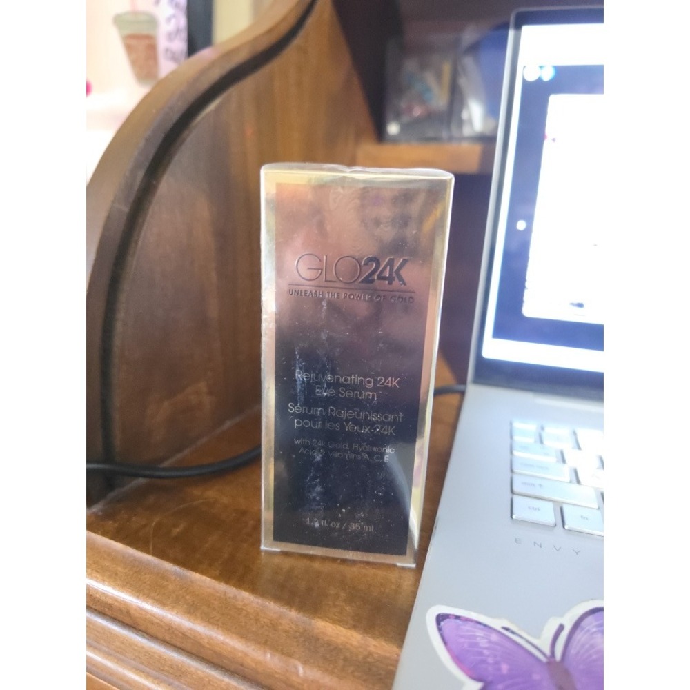 GLO24K Rejuvenating 24K Eye Serum with Hyaluronic Acid Vitamins A C E 35ml NIB